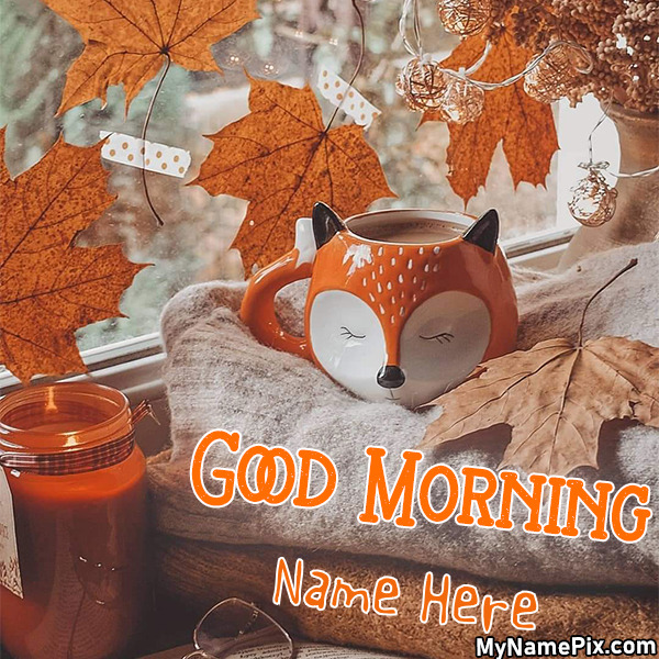 Good Morning Orange Leaves Card With Name