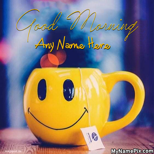 Good Morning Smiley Cup Card With Name