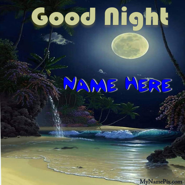 Good Night Beautiful Wish Card With Name