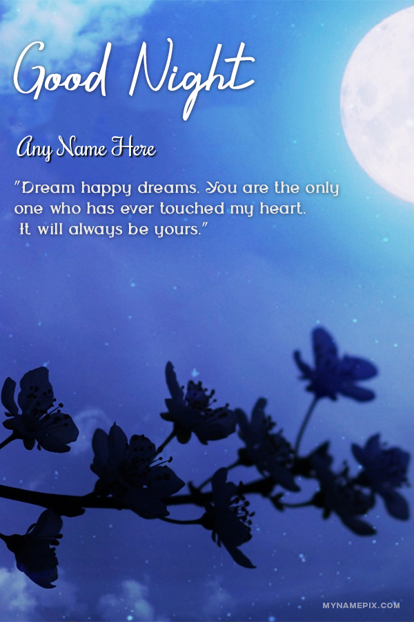 Good Night Minimalistic Wish with Custom Name and Quote | Good Night | happy | MyNamePix