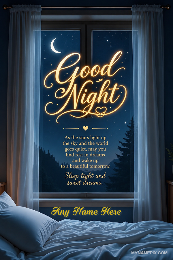 Comforting Good Night Greeting Card with Cozy Night Theme | Good Night | inspirational | MyNamePix