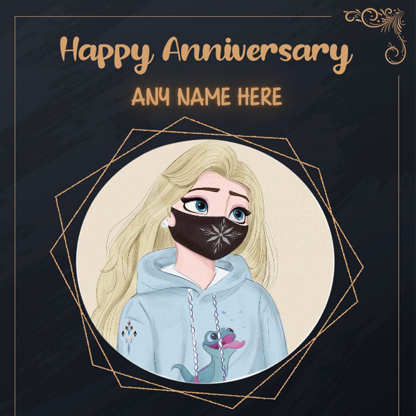 Happy Anniversary Beautiful Wish Card With Photo and Name