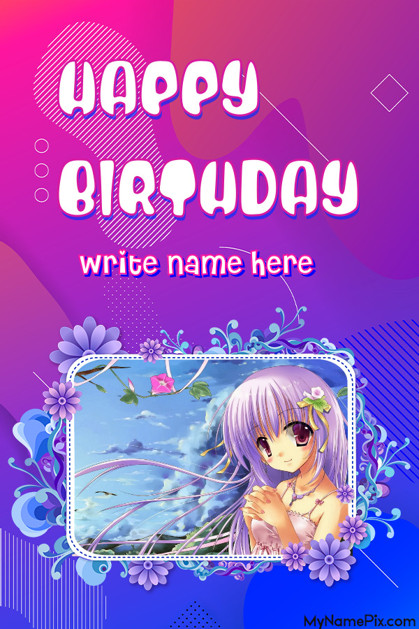 Happy Birthday Beautiful Neon Wish Card With Name and Photo