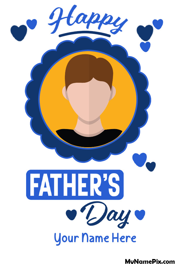 Happy Fathers Day Beautiful Flower Frame Wish Card With Name and Photo
