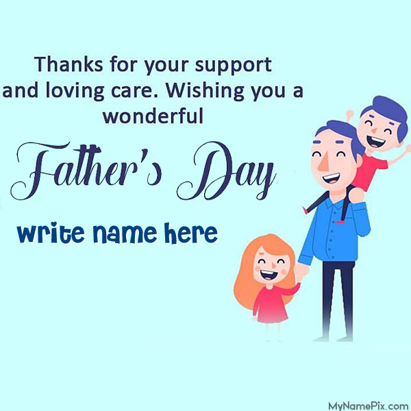 Happy Fathers Day Quoted Wish Card With Name