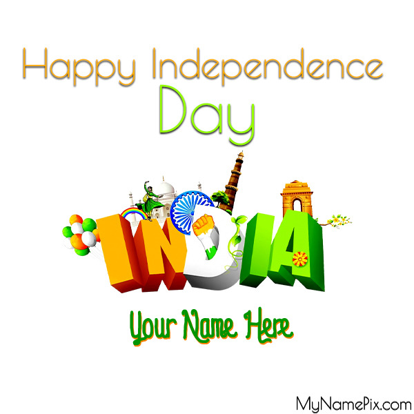 Happy Independence Day India Card With Your Name