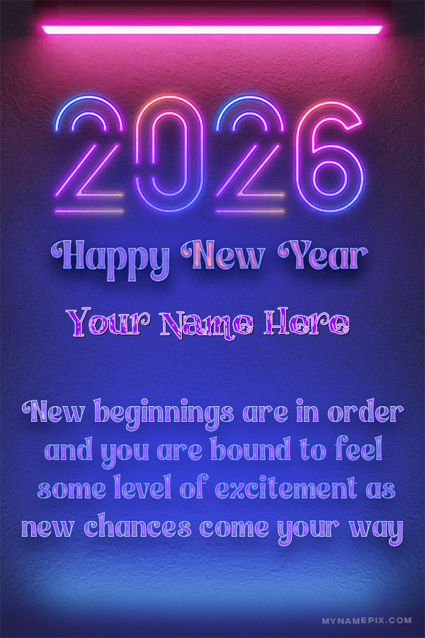 Happy New Year 2026 Neon Wall Board With Name and Quote