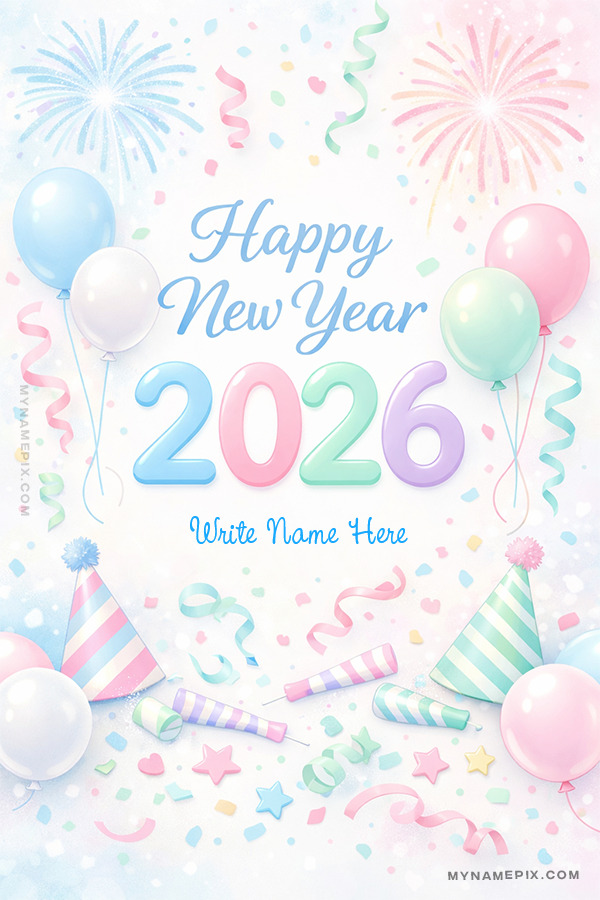 Happy New Year 2026 Beautiful Greeting Card with Name simple