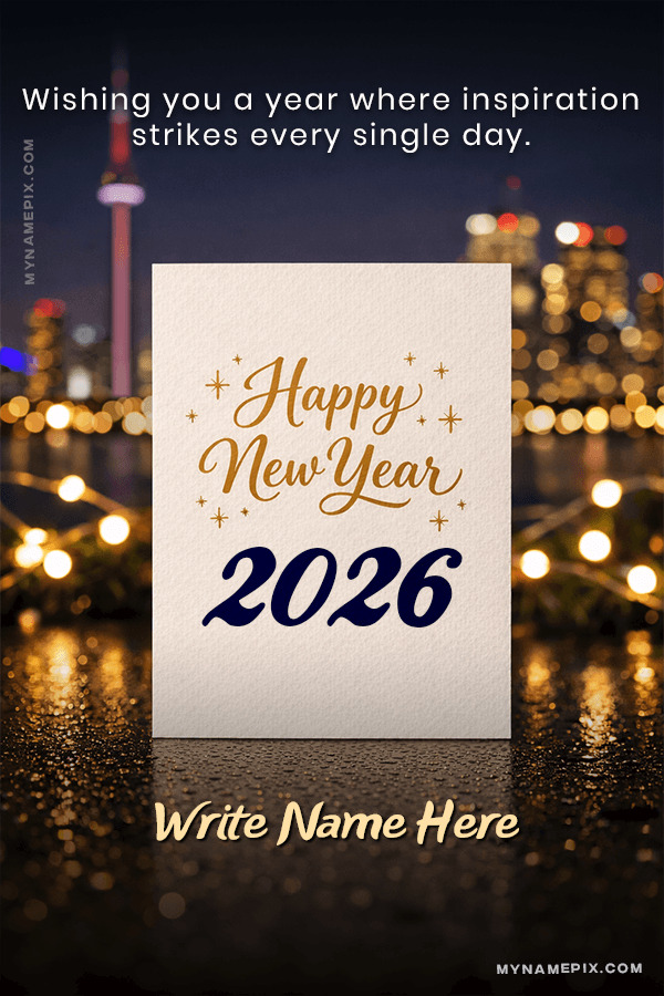Happy New Year 2026 Card with Inspirational Quote and Name