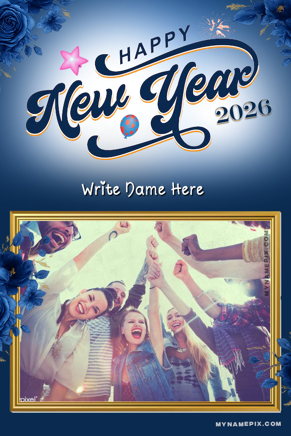 Happy New Year 2026 Custom Photo and Name Greeting Card