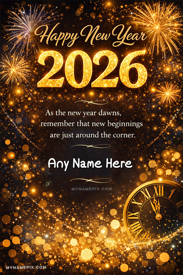 Happy New Year 2026 Custom Wish Card with Name and Quote