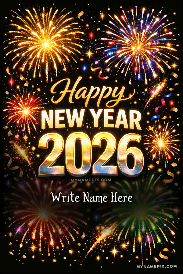 Happy New Year 2026 Luxury Wish Card with name