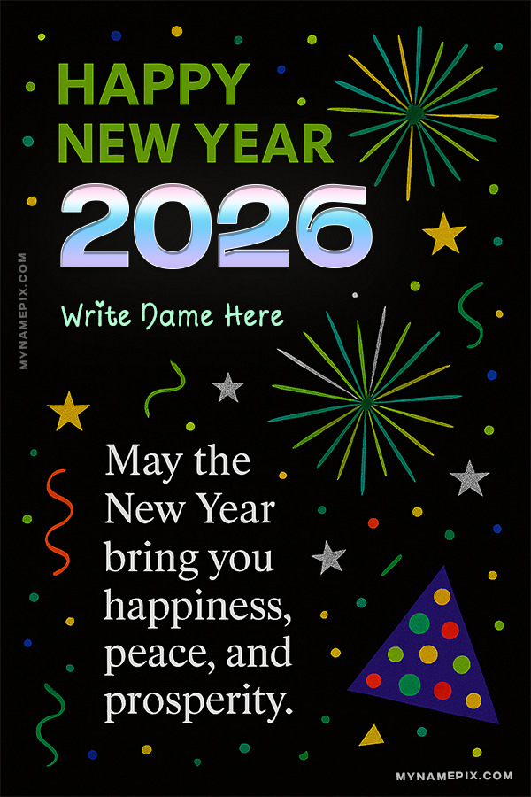 Happy New Year 2026 Modern Greeting Design with name and quote