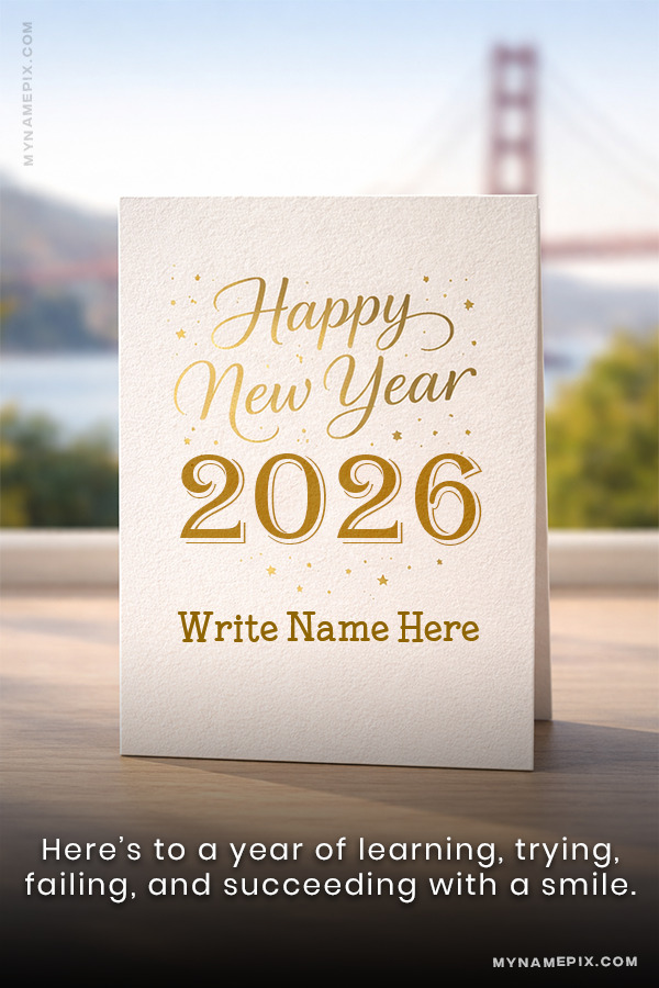 Happy New Year 2026 Name Card with Festive Design