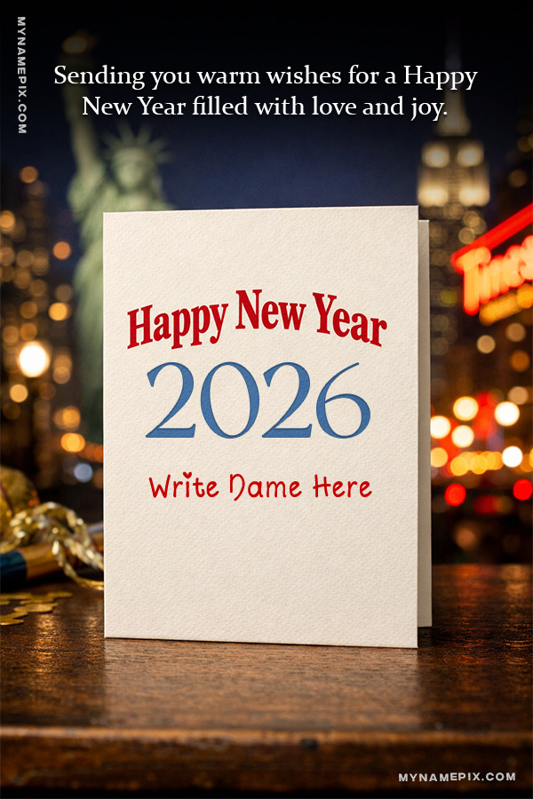 Happy New Year 2026 Name Card with Festive Look with Quote