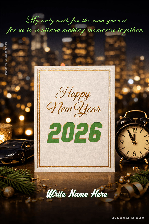 Happy New Year 2026 Name Greeting Card for Loved Ones with Quote