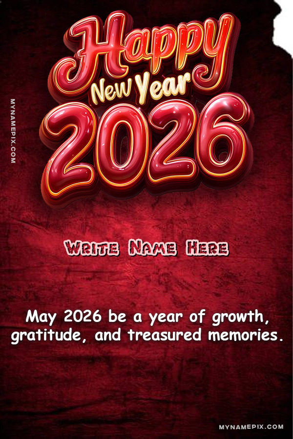 Happy New Year 2026 Name Greeting Card