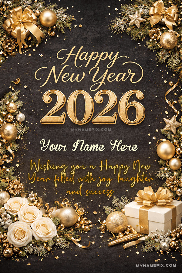 Happy New Year 2026 Name Wish Card Greeting