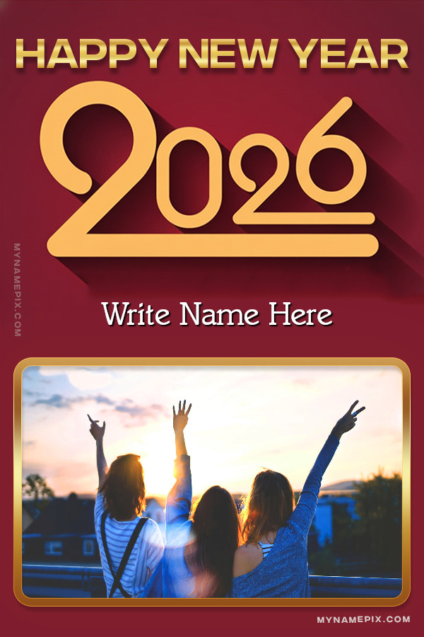 Happy New Year 2026 Photo & Name Card