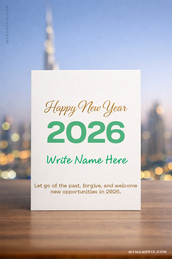 Happy New Year 2026 Simple Elegant Card with name and quote