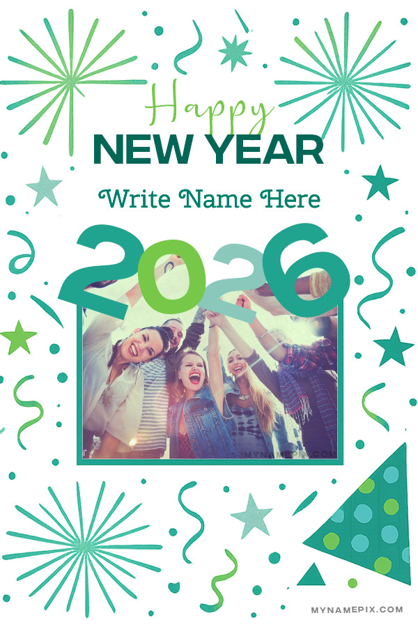 Happy New Year 2026 Simple Elegant Card with photo and name