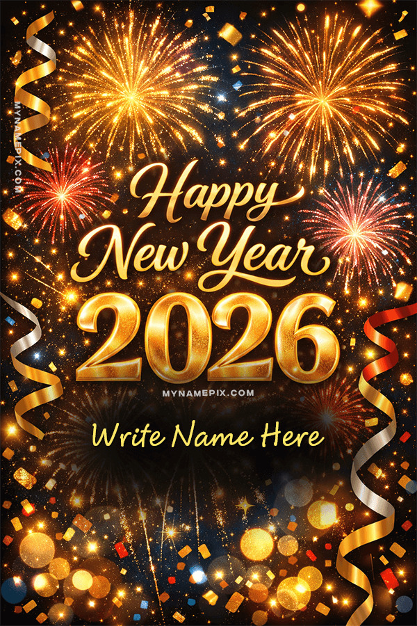 Happy New Year 2026 Stylish Greeting Card with Name