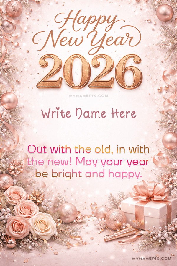 Happy New Year 2026 Wish Card with Name and Quote