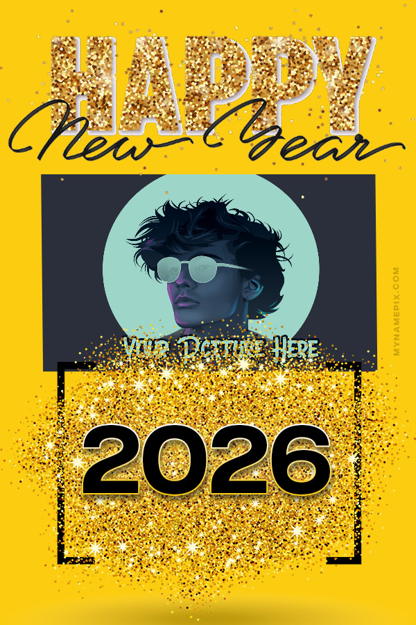 Happy New Year Glittered Beautiful Wish Card With Photo