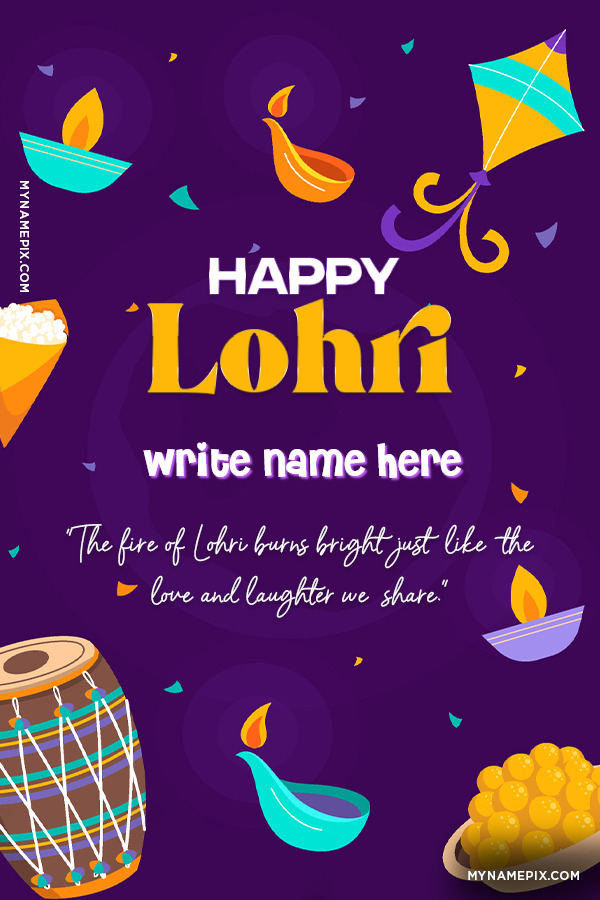 Joyful Lohri Personalized Greeting Card with Name and Quote
