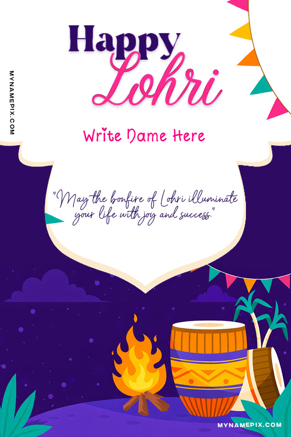Joyful Lohri Personalized Greeting Card with Name and Quote