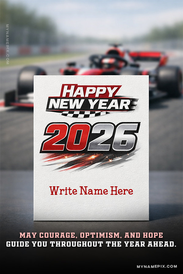 Minimal Chic Happy New Year 2026 Card with Name Option