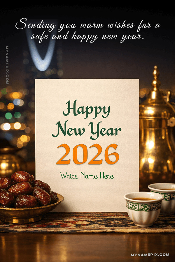 Pastel Happy New Year 2026 Card with Soft Design with name and quote