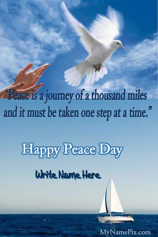 Peace Is a Journey Happy Peace Day Wish Card With Name