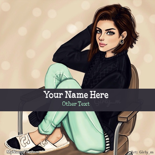 Stylish Girl Drawing Image With Name