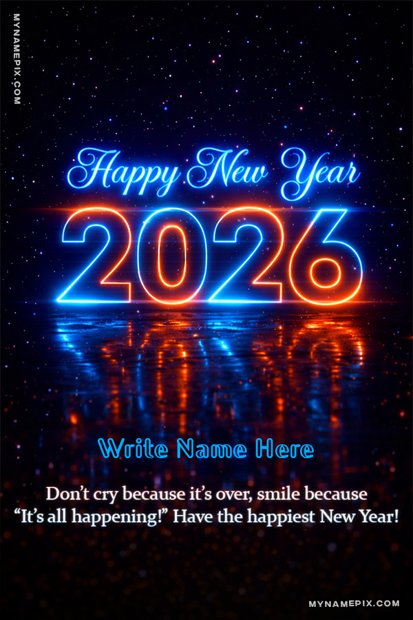Stylish Happy New Year 2026 Custom Name Card with Quote Wish