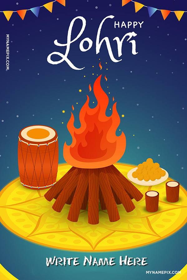 Traditional Style Lohri Personalized Name Card