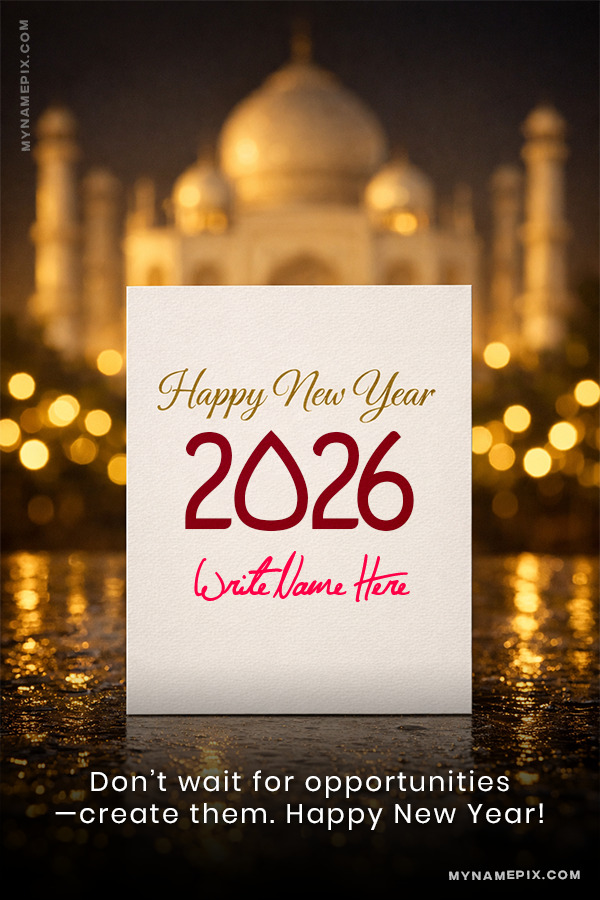 Vibrant Personalized Happy New Year 2026 Card with name and quote