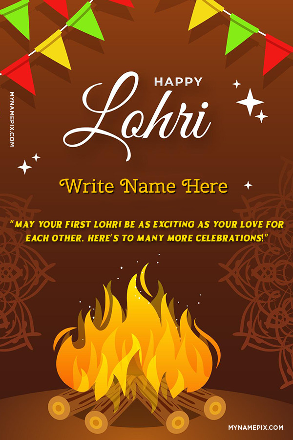 Warm Lohri Wishes Custom Name Greeting and Quote
