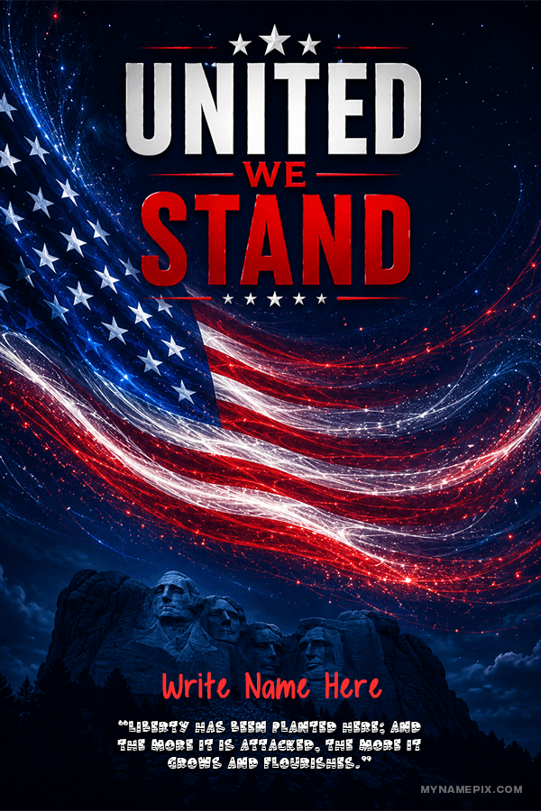 Create Personalized Wave the Flag with Pride United Banner with Name and Quote | whats new | july | MyNamePix with Name & Photo | Free Online Events USA Independence Day Wishes Maker | mynamepix