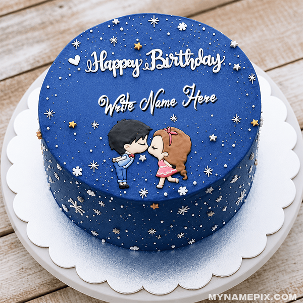Birthday Blue Romantic night Theme Love Cake With Name | whats new | love romance | MyNamePix