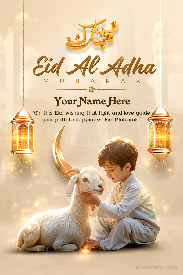 Beautiful Eid ul Adha Mubarak Banner with Name and Quote | whats new | trending | MyNamePix