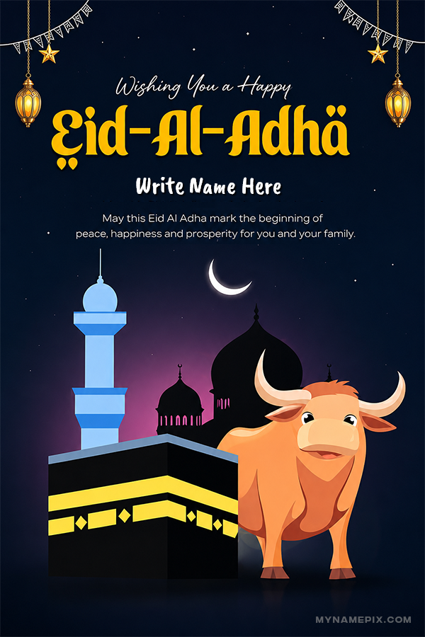 Elegant Eid ul Adha Greeting Design with Personalized Name with Quote | whats new | trending | MyNamePix