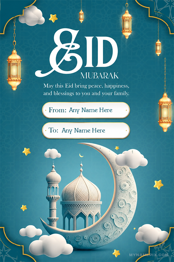 Create Personalized Exclusive Eid ul Adha Greeting Design with Personalized Name | whats new | trending | MyNamePix with Name & Photo | Free Online Events Eid ul Adha Wishes Maker | mynamepix