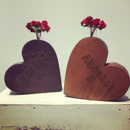 Write Couple Name Alphabets on Wooden Hearts