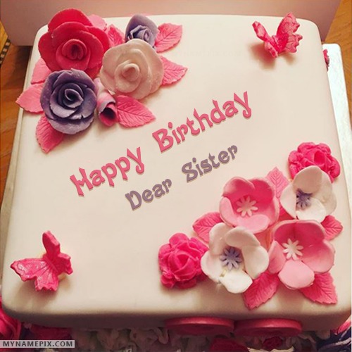 Write Name On Sister Birthday Cake With Roses
