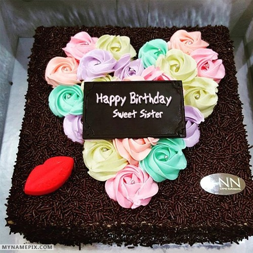 Happy Birthday to my sweet sister New Animated Card with cake and glitter   Download on Funimadacom