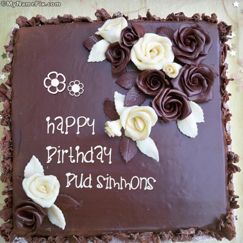 Roses Chocolate Birthday Cake With Name for BUD SIMMONS