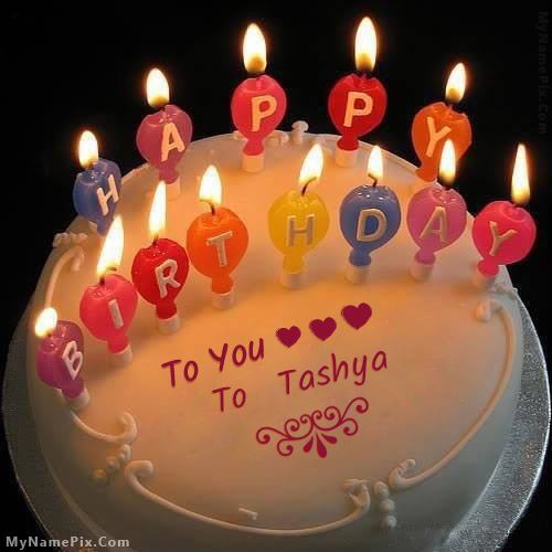 Candles Happy Birthday Cake With Name for To   Tashya